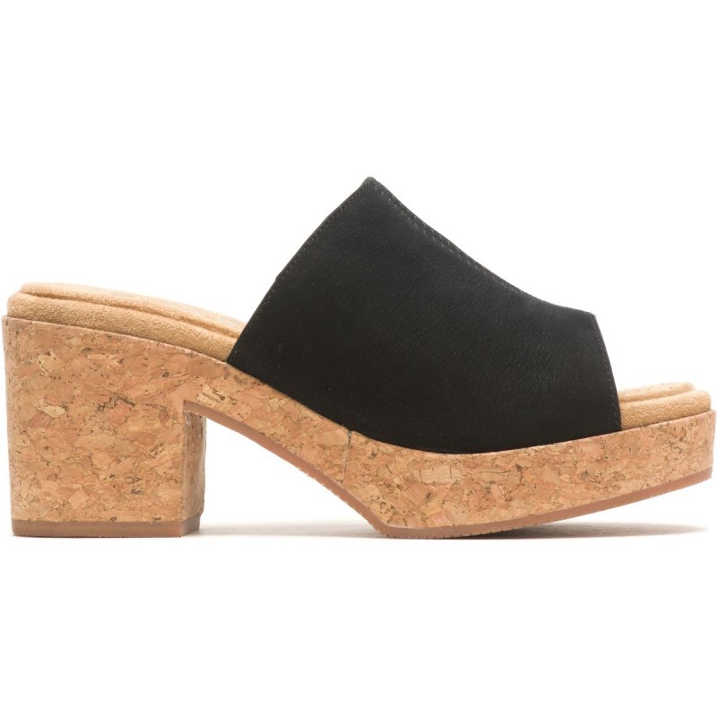 Women's Poppy Slide Hush Puppies Bold Black Nubuck