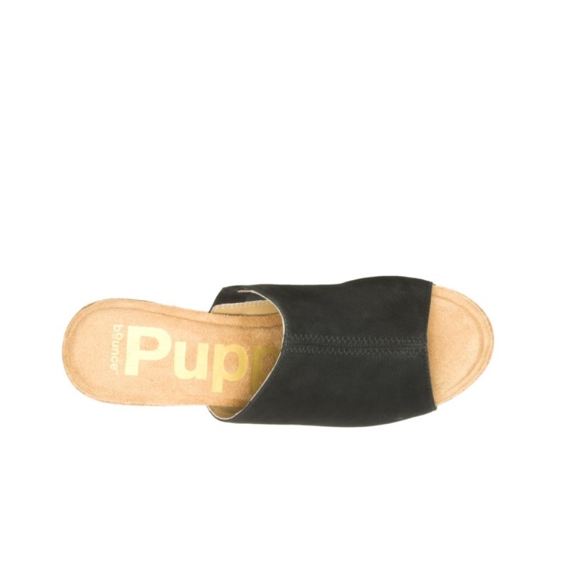 Women's Poppy Slide Hush Puppies Bold Black Nubuck