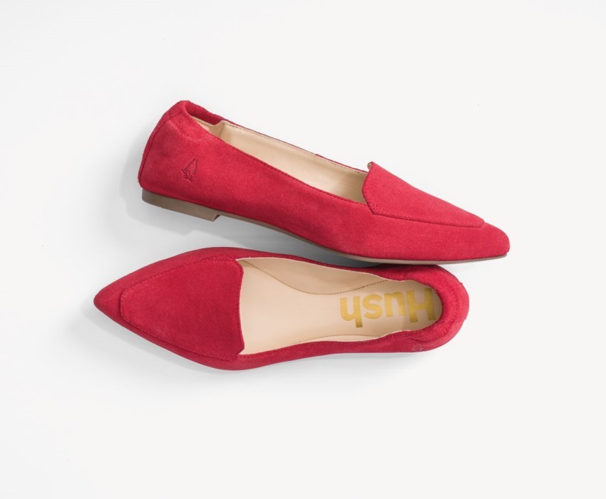 Women's Hazel Pointe Flat Hush Puppies Poppy Red Suede