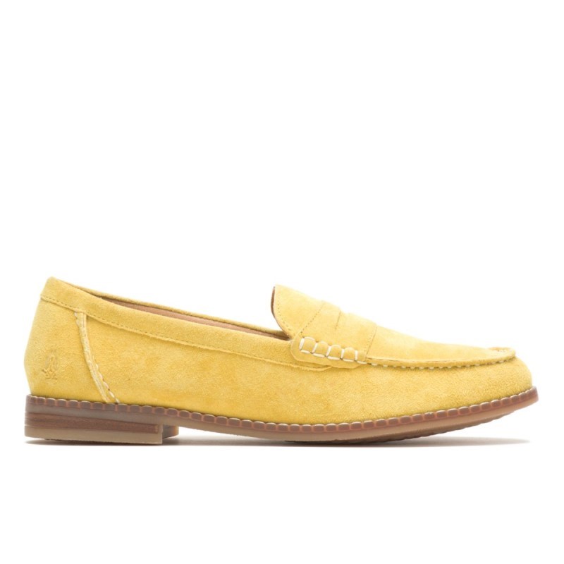 Women's Wren Loafer Hush Puppies Lemon Curry Suede