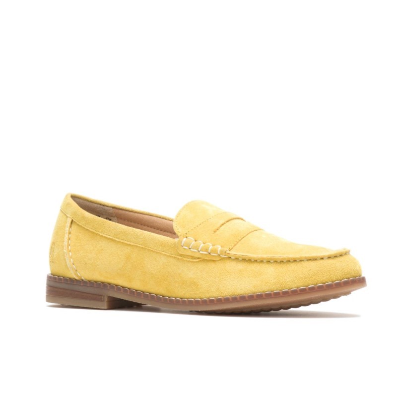 Women's Wren Loafer Hush Puppies Lemon Curry Suede