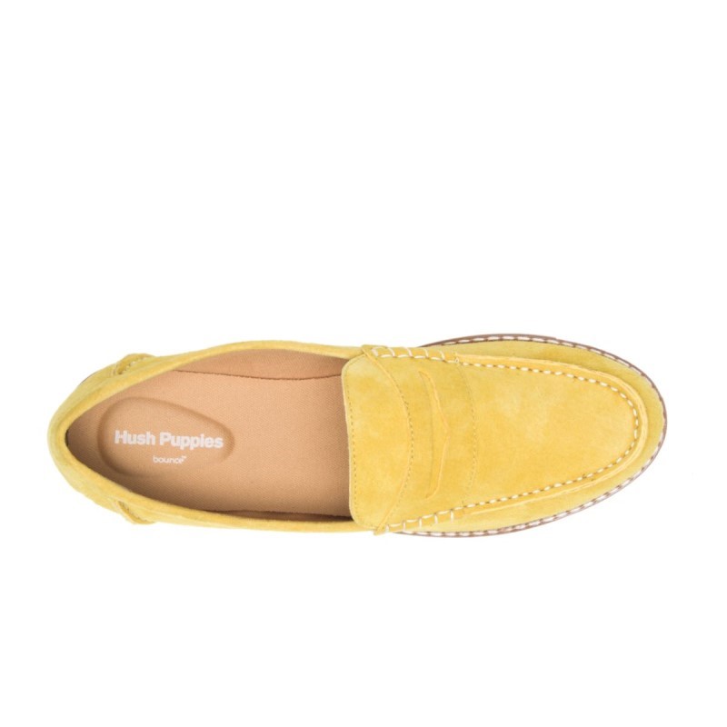 Women's Wren Loafer Hush Puppies Lemon Curry Suede