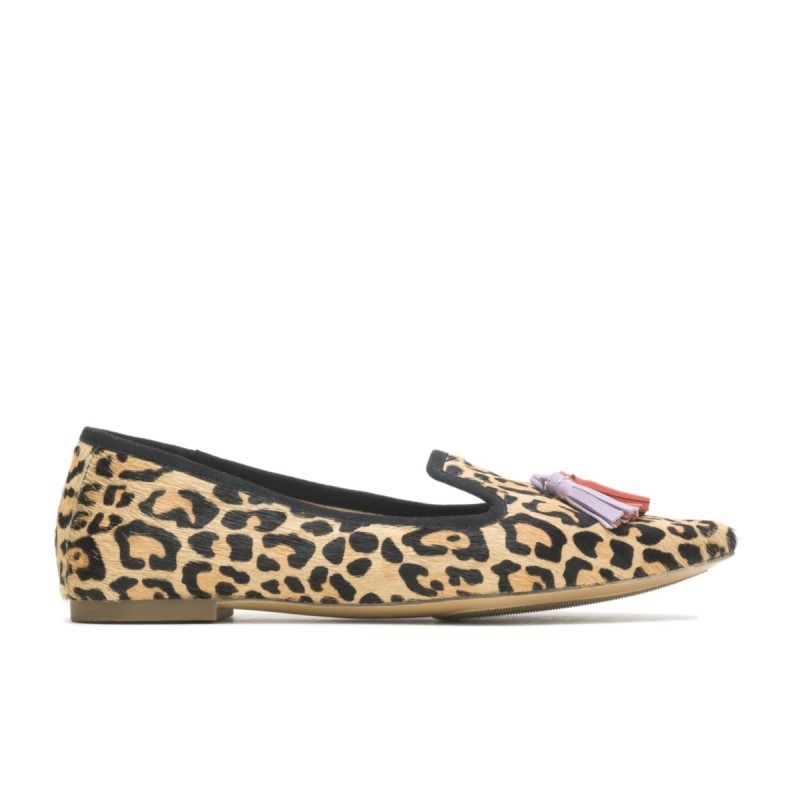 Women's Sadie Tassel 2 Flat Hush Puppies Leopard Print Suede