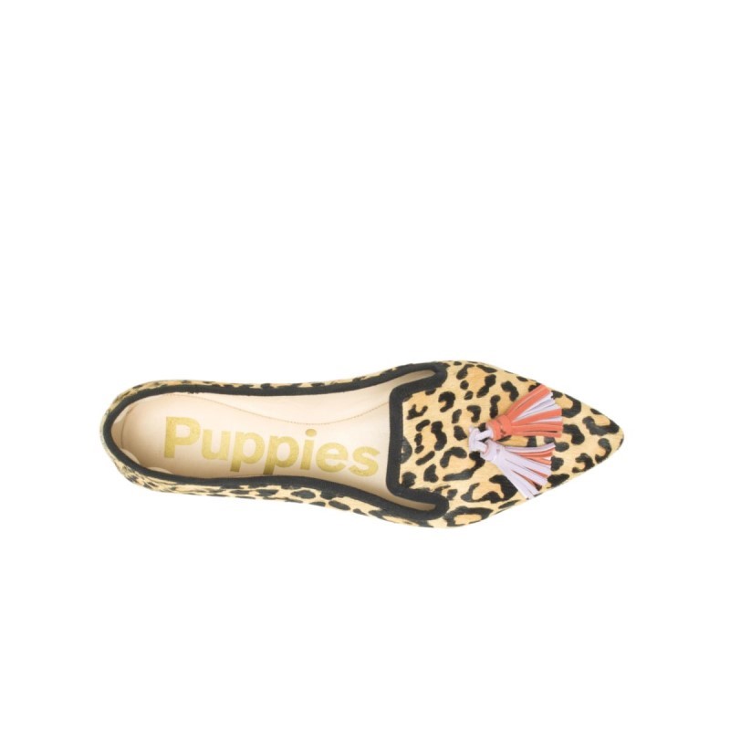 Women's Sadie Tassel 2 Flat Hush Puppies Leopard Print Suede