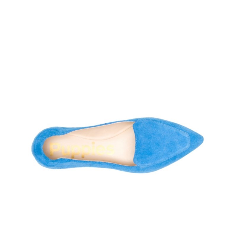 Women's Hazel Pointe Flat Hush Puppies Deep Sky Blue Suede