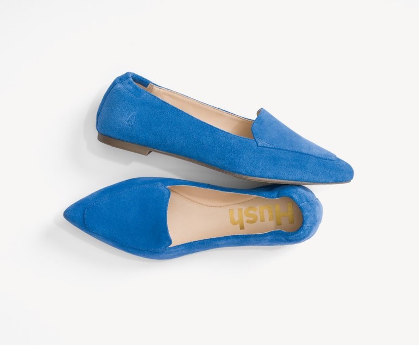 Women's Hazel Pointe Flat Hush Puppies Deep Sky Blue Suede