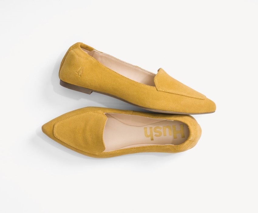 Women's Hazel Pointe Flat Hush Puppies Summer Yellow Suede