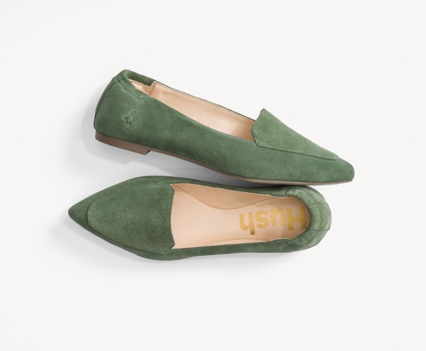 Women's Hazel Pointe Flat Hush Puppies Soft Sage Suede