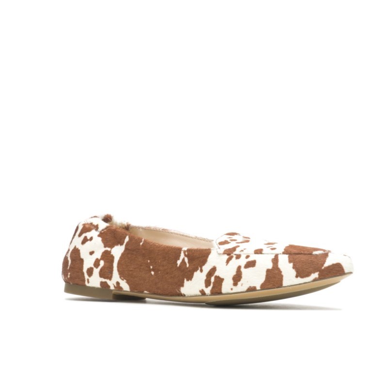 Women's Hazel Pointe Flat Hush Puppies Cow Print Leather