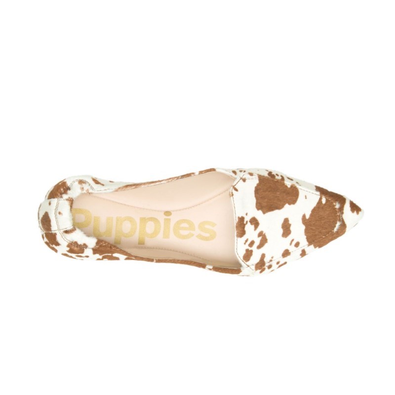 Women's Hazel Pointe Flat Hush Puppies Cow Print Leather