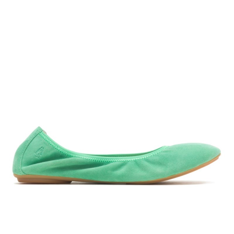 Women's Chaste Ballet Flat 2 Hush Puppies Jade Green Suede