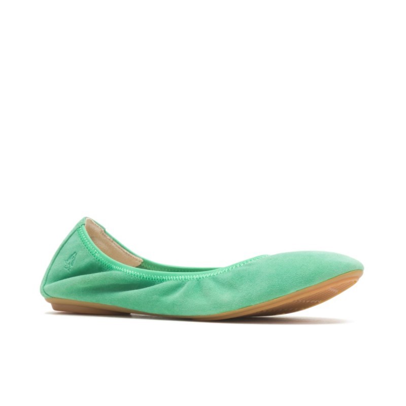 Women's Chaste Ballet Flat 2 Hush Puppies Jade Green Suede