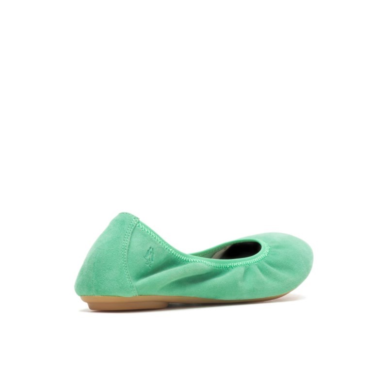 Women's Chaste Ballet Flat 2 Hush Puppies Jade Green Suede