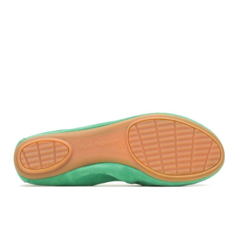 Women's Chaste Ballet Flat 2 Hush Puppies Jade Green Suede