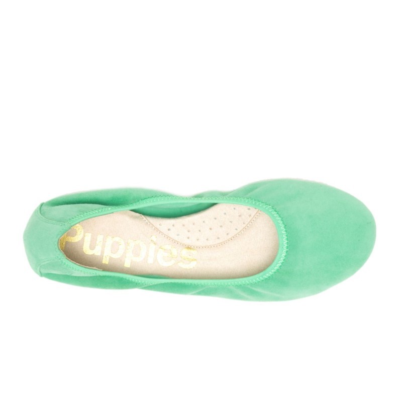 Women's Chaste Ballet Flat 2 Hush Puppies Jade Green Suede