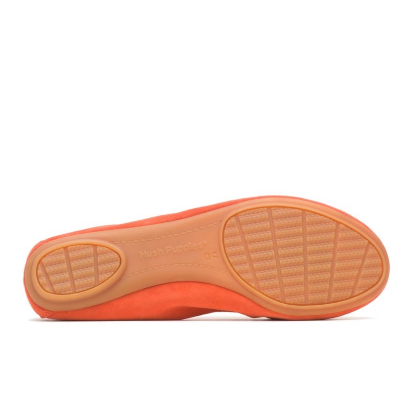 Women's Chaste Ballet Flat 2 Hush Puppies Tiger Orange Suede