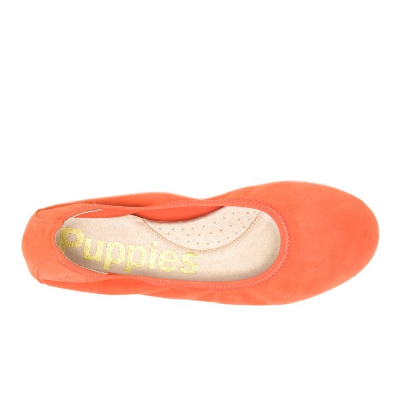 Women's Chaste Ballet Flat 2 Hush Puppies Tiger Orange Suede