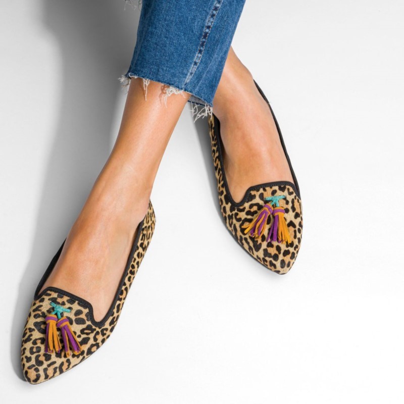 Women's Sadie Tassel Slip-On Hush Puppies Leopard Calf Hair