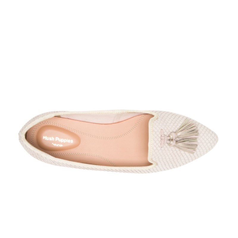 Women's Sadie Tassel Slip-On Hush Puppies Eggnog Cobra Leather