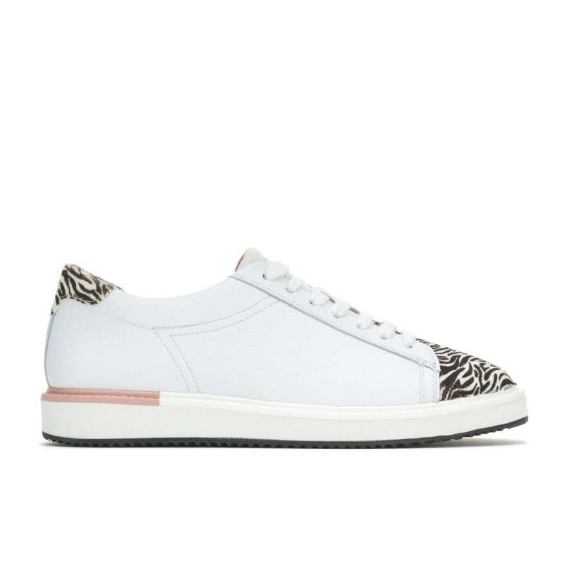 Women's Sabine Sneaker Hush Puppies White Leather/Zebra