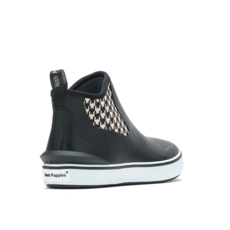 Women's Rain Sneaker Boot Hush Puppies Black/Houndstooth