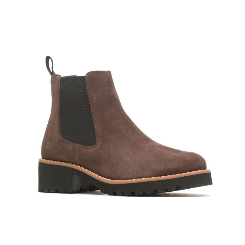 Women's Amelia Chelsea Boot Hush Puppies Chocolate Brown Suede