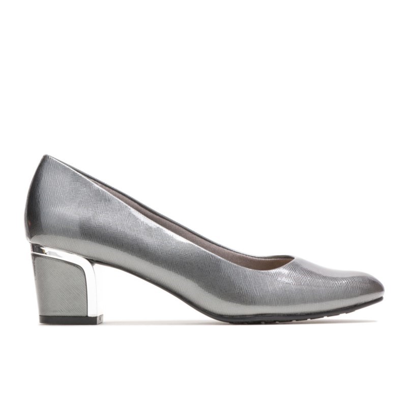 Women's Deanna Hush Puppies Dark Pewter Cross Hatch Patent/Silver Heel