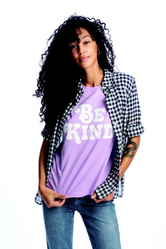 Women's Be Kind Graphic Tee Hush Puppies Taffy Pruple