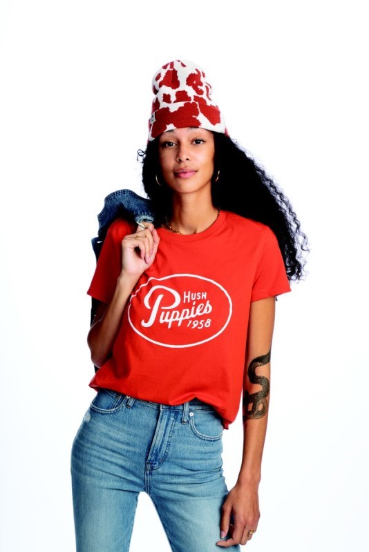 Women's Retro Hush Puppies Script Graphic Tee Hush Puppies Burnt Orange