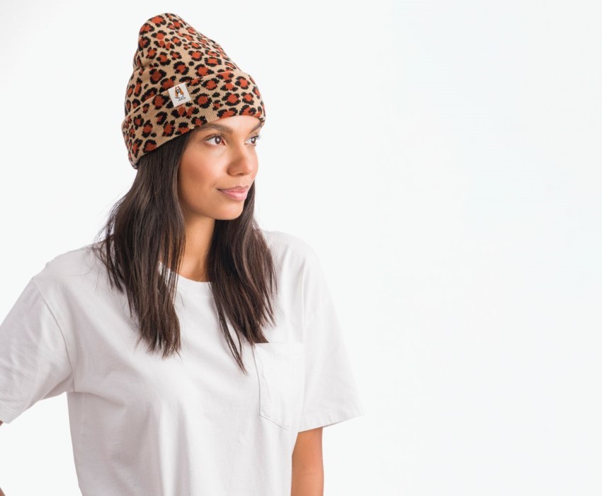 Knit Beanie Hush Puppies Leopard Print