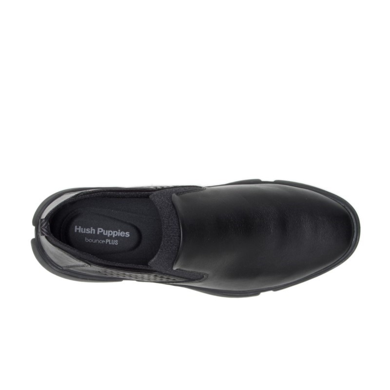 Men's Bennet Plain Toe Slip On Hush Puppies Black Leather