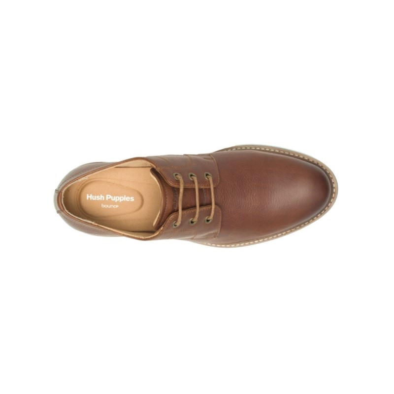 Men's Detroit Plain Toe Oxford Hush Puppies Cognac Leather