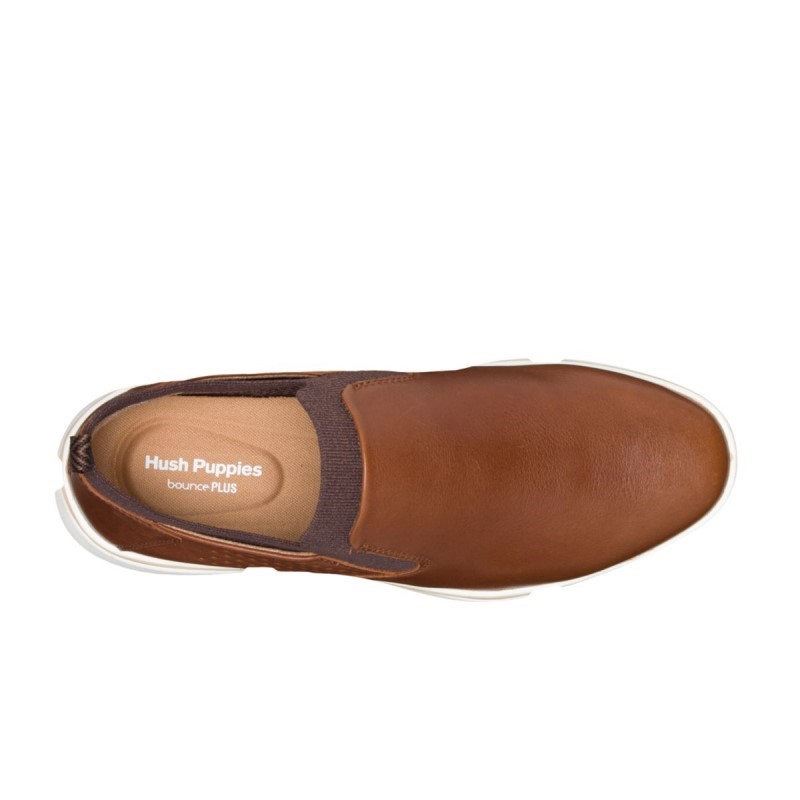 Men's Bennet Plain Toe Slip On Hush Puppies Cognac Leather