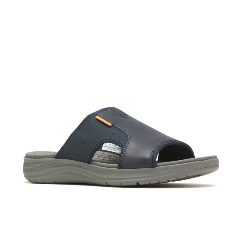 Men's Activate Slide Sandal Hush Puppies Navy Blue Leather