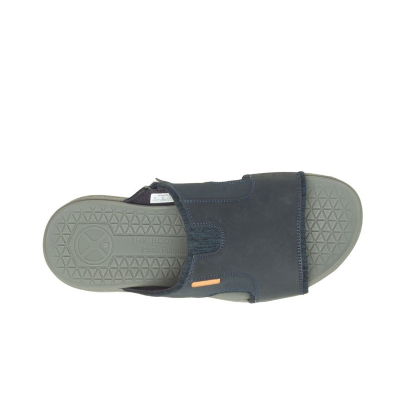 Men's Activate Slide Sandal Hush Puppies Navy Blue Leather