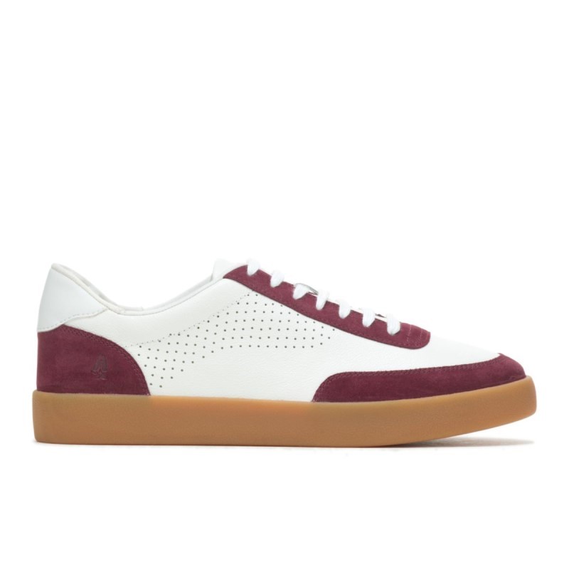 Men's Charlie Court Sneaker Hush Puppies White Maroon Suede