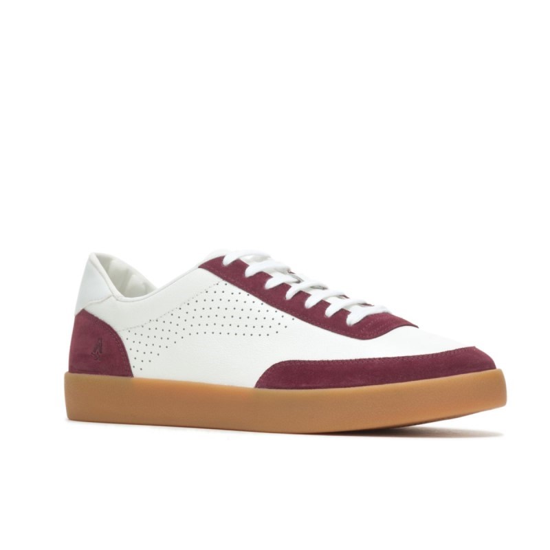 Men's Charlie Court Sneaker Hush Puppies White Maroon Suede